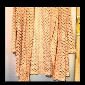 NWOT KM Collection women's cardigan Cream Crochet Long Sleeve Size lX Cover up